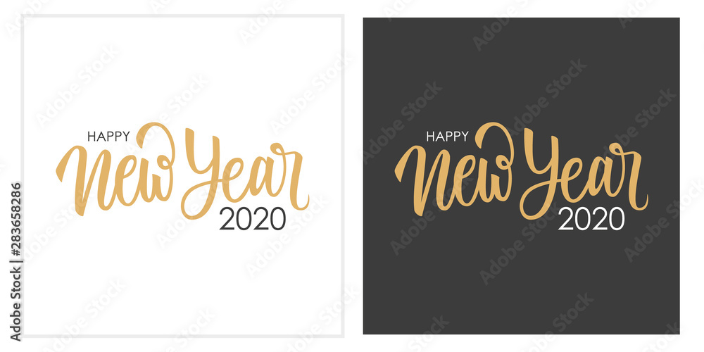 Happy New Year 2020 calligraphic lettering text design cards set. Creative typography for new year holiday greetings and invitations. Vector illustration. Happy New Year 2020 calligraphic lettering text design cards set. Creative typography for new year holiday greetings and invitations. Vector illustration.