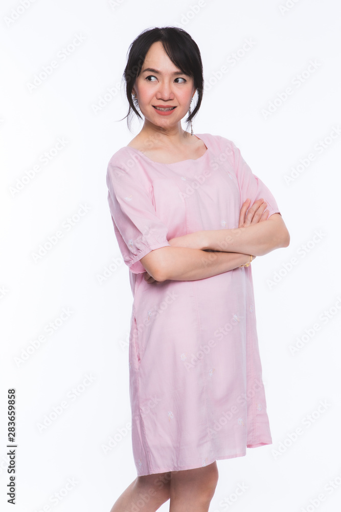 Portrait of happy asian woman over the white background. Portrait of happy asian woman over the white background.