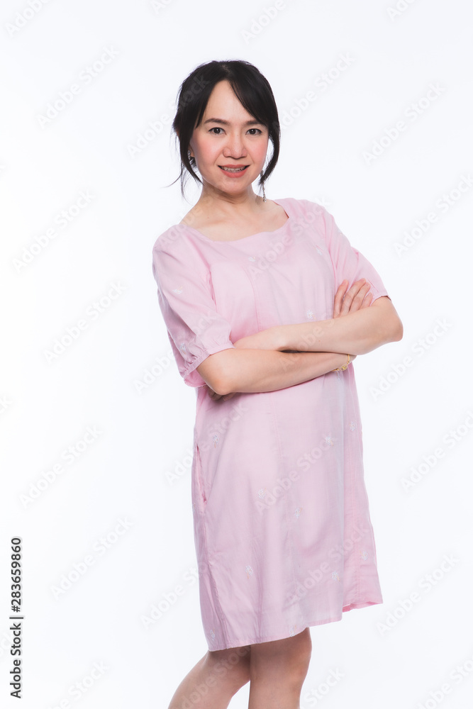 Portrait of happy asian woman over the white background. Portrait of happy asian woman over the white background.