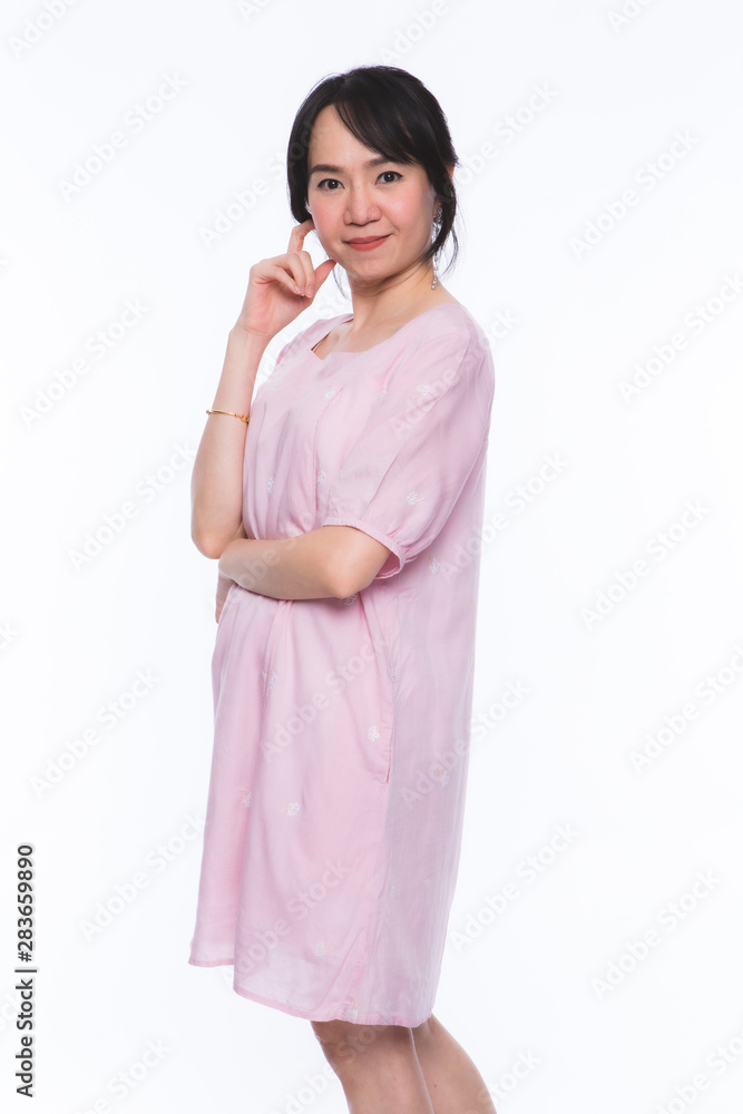 Portrait of happy asian woman over the white background. Portrait of happy asian woman over the white background.