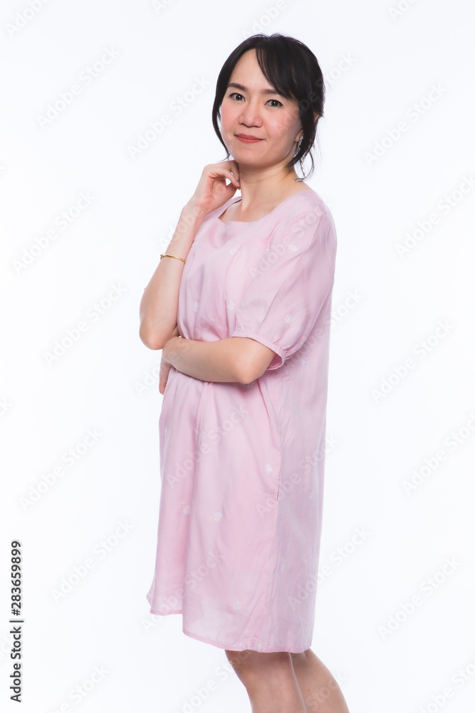 Portrait of happy asian woman over the white background. Portrait of happy asian woman over the white background.
