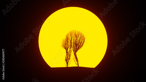 Silhouette of growing tree in a shape of Head. Eco Concept. Medical Concept. 3D rendering. © Evgen