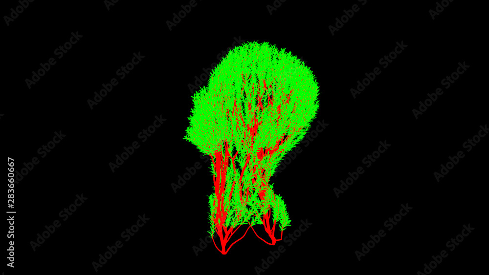 Growing Tree in a shape of Head. Eco Concept. Medical Concept. 3D rendering.