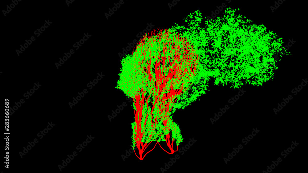 Growing Tree in a shape of Head. Eco Concept. Medical Concept. 3D rendering.