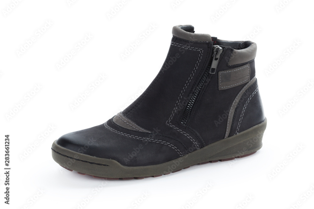 Female autumn-winter leather ankle boots isolated on white background Female autumn-winter leather ankle boots isolated on white background