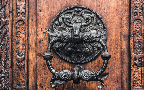 Forged Antique Doorknob. Antique door knocker.