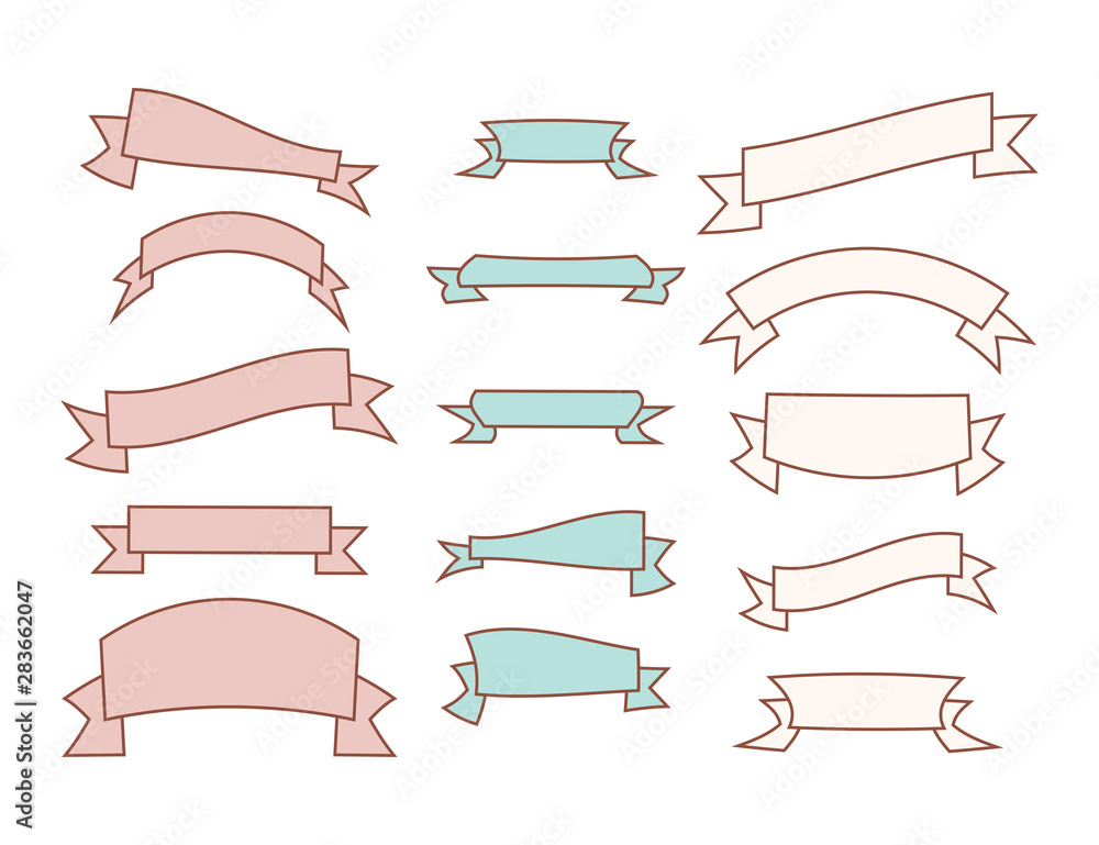 Ribbons banners in trendy vintage design. ribbons banners vector icons. set of vector ribbons banners icons