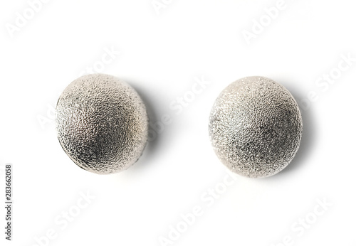 Silver metal buttons  badges isolated on white