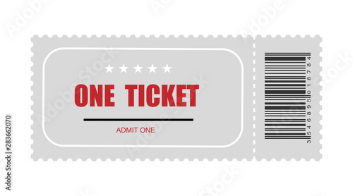 one ticket with bar code. template ticket vector icon