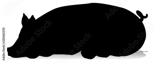 A pig silhouette farm animal graphic