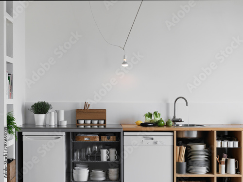 interior shot of a modern kitchen photo