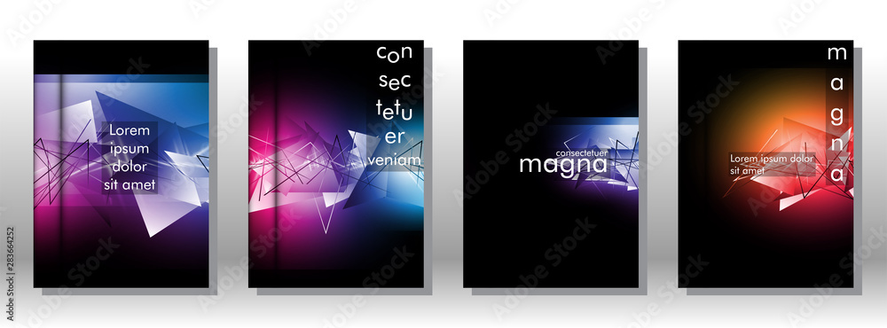 set the book cover the background of the light Triangle. Abstract composition of 3D triangles. Modern geometric backgrounds isolated black