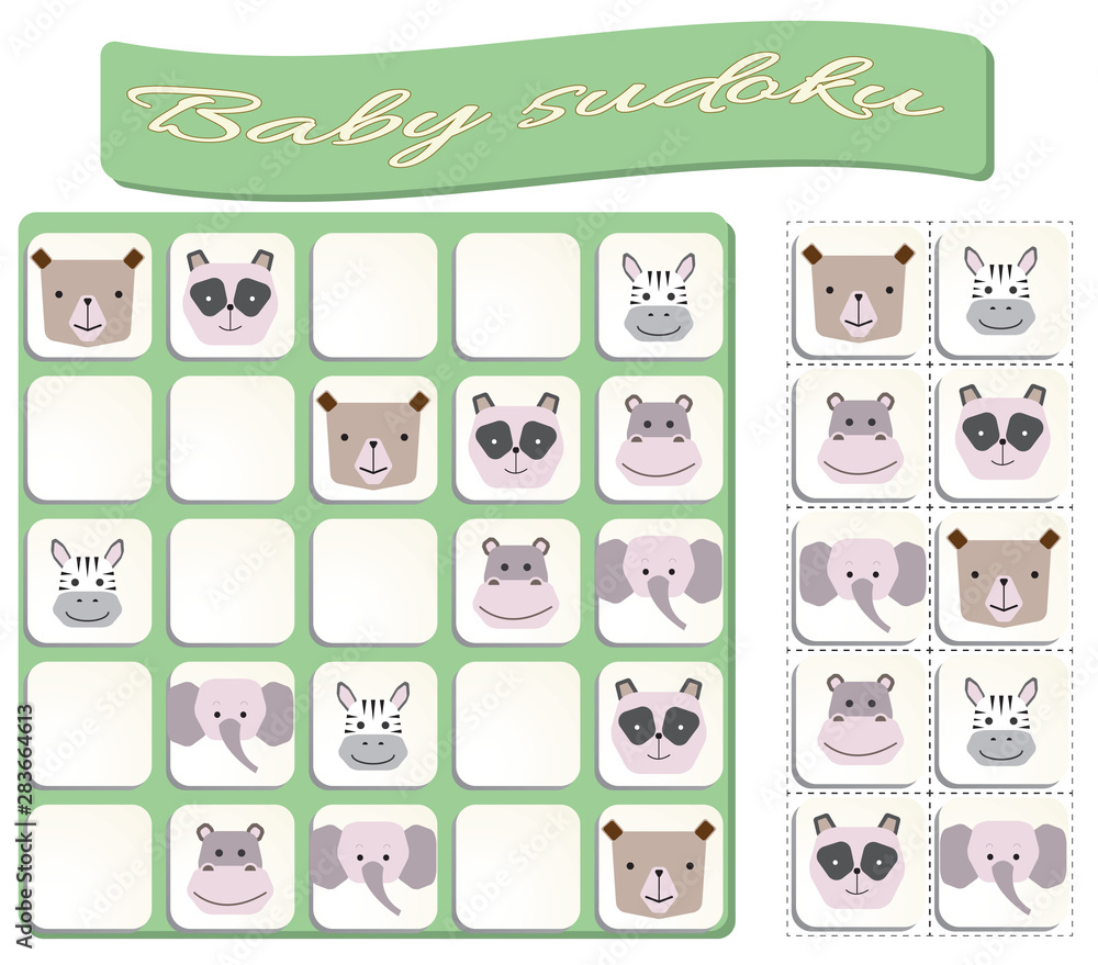 Sudoku for kids with colorful animals images