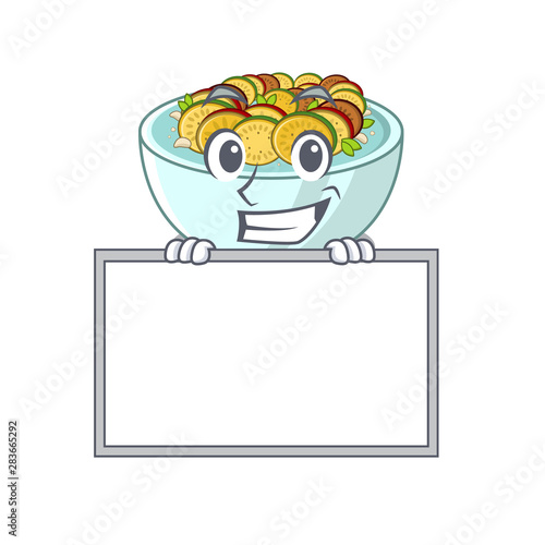 Grinning with board ratatouille is cooked in mascot pan