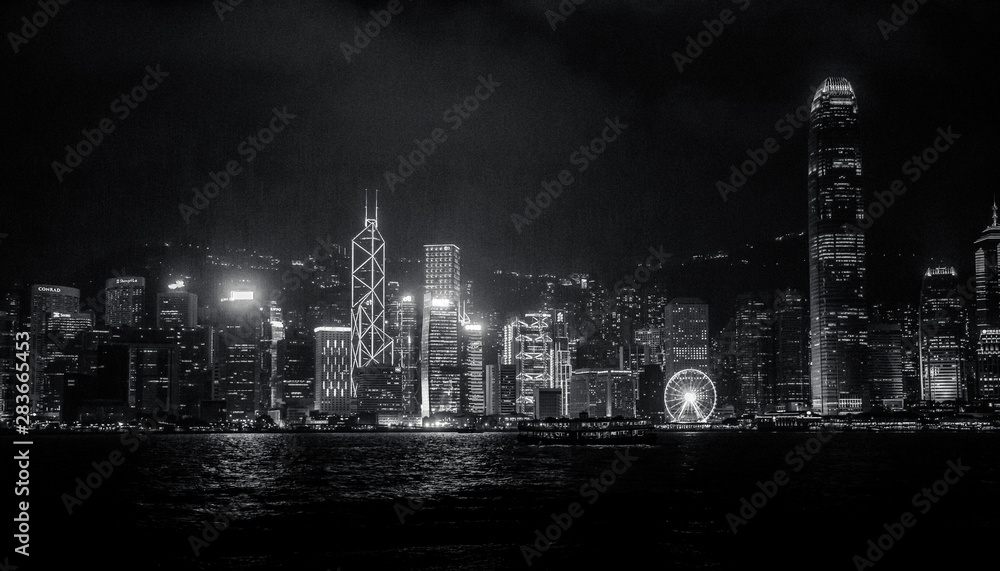 Hong Kong city, the streets and the river