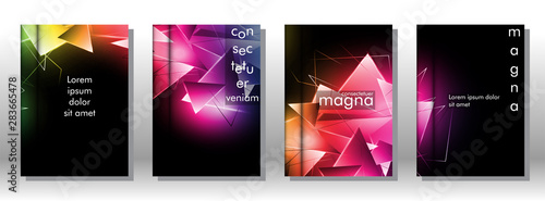 set the book cover the background of the light Triangle. Abstract composition of 3D triangles. Modern geometric backgrounds isolated black