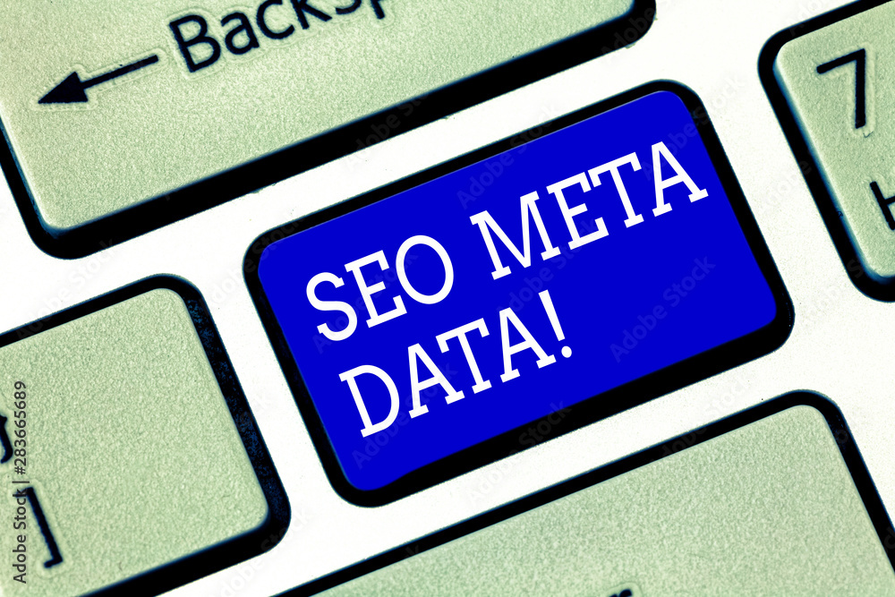Handwriting text Seo Meta Data. Concept meaning Search Engine Optimization Online marketing strategy Keyboard key Intention to create computer message pressing keypad idea Handwriting text Seo Meta Data. Concept meaning Search Engine Optimization Online marketing strategy Keyboard key Intention to create computer message pressing keypad idea