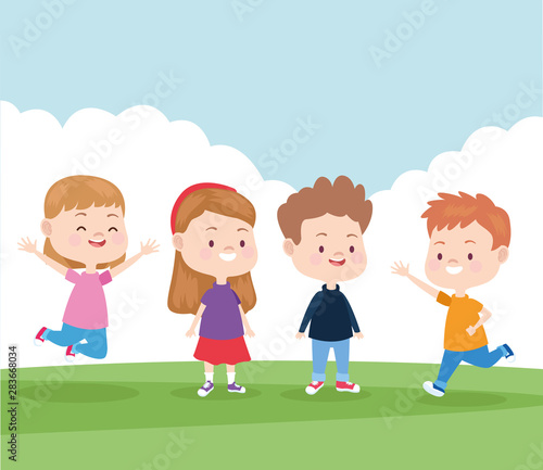 Kids playing and smiling in the park