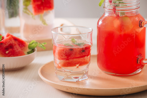Watermelon drinks on the white background