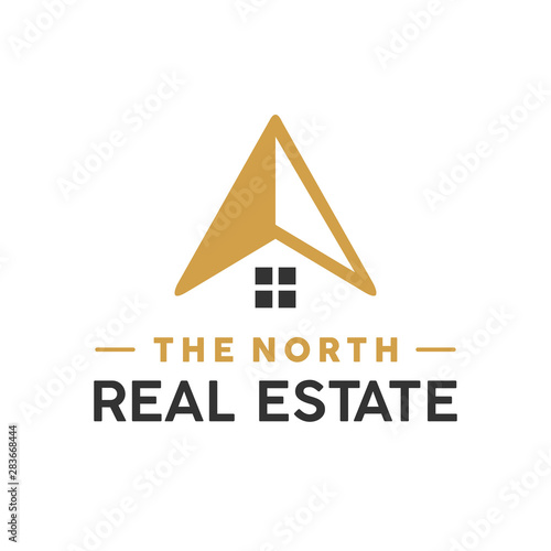 Real estate and north wind direction logo design inspiration