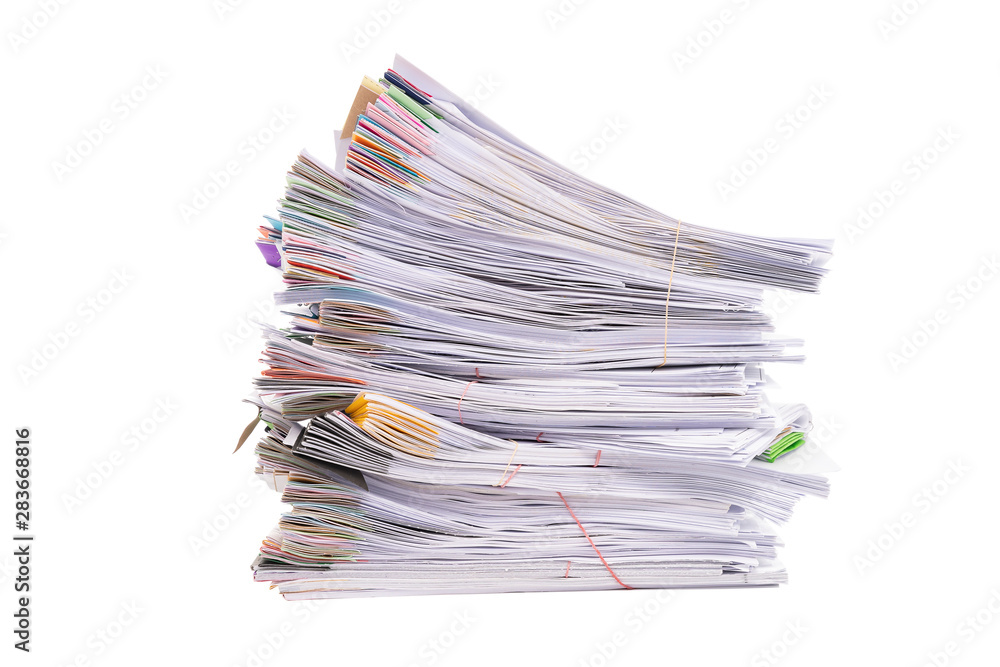 Stack of business documents papers isolated on white background Stack of business documents papers isolated on white background