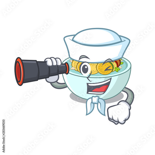 Sailor with binocular ratatouille isolated with in the cartoon