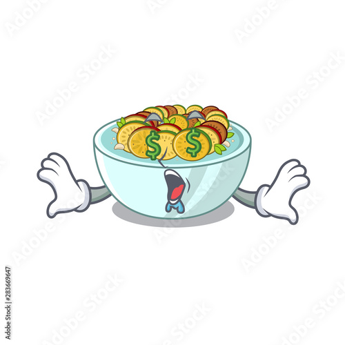 Money eye ratatouille on a cartoon wooden table