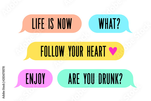 Speech Bubble. Set of colorful cloud talk speech bubble
