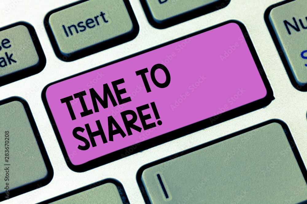 Writing note showingTime To Share. Business photo showcasing Communicate with your friends and family spread the word Keyboard key Intention to create computer message pressing keypad idea Writing note showingTime To Share. Business photo showcasing Communicate with your friends and family spread the word Keyboard key Intention to create computer message pressing keypad idea
