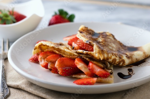 Crepes with strawberry