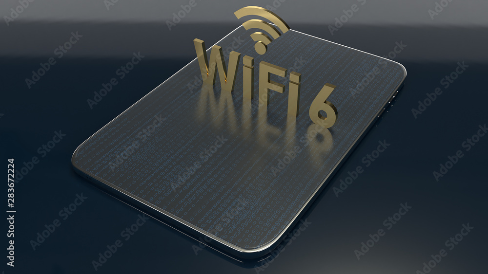 3D rendering building on tablet for wifi 6 concept. 3D rendering building on tablet for wifi 6 concept.