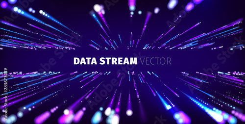 Data stream tunnel abstract vector background. Data transfer