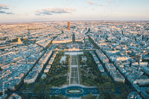Aerial, top view of Paris from the top of the Eiffel Tower © Halit