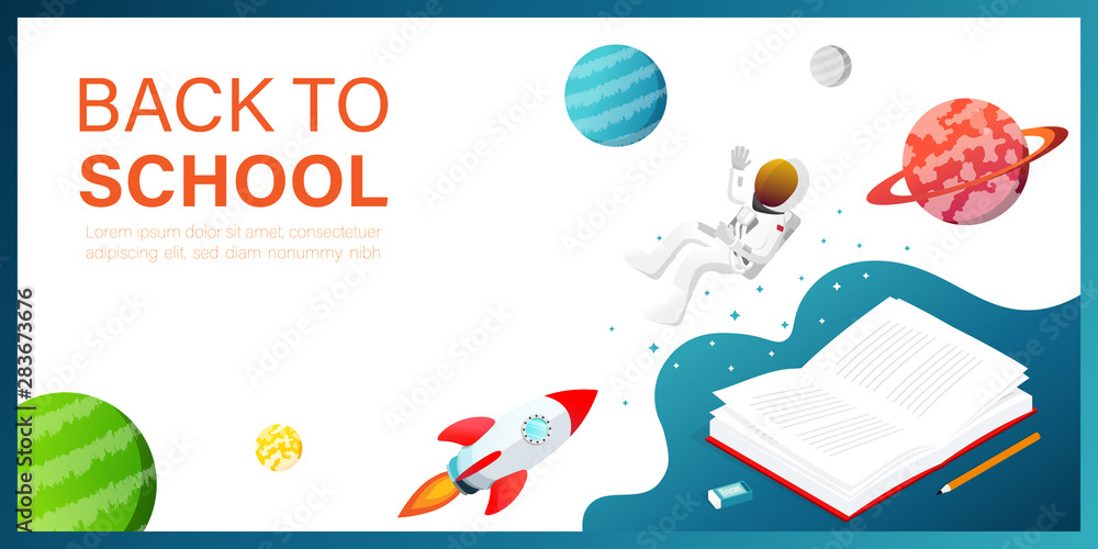 back to school,book space vector