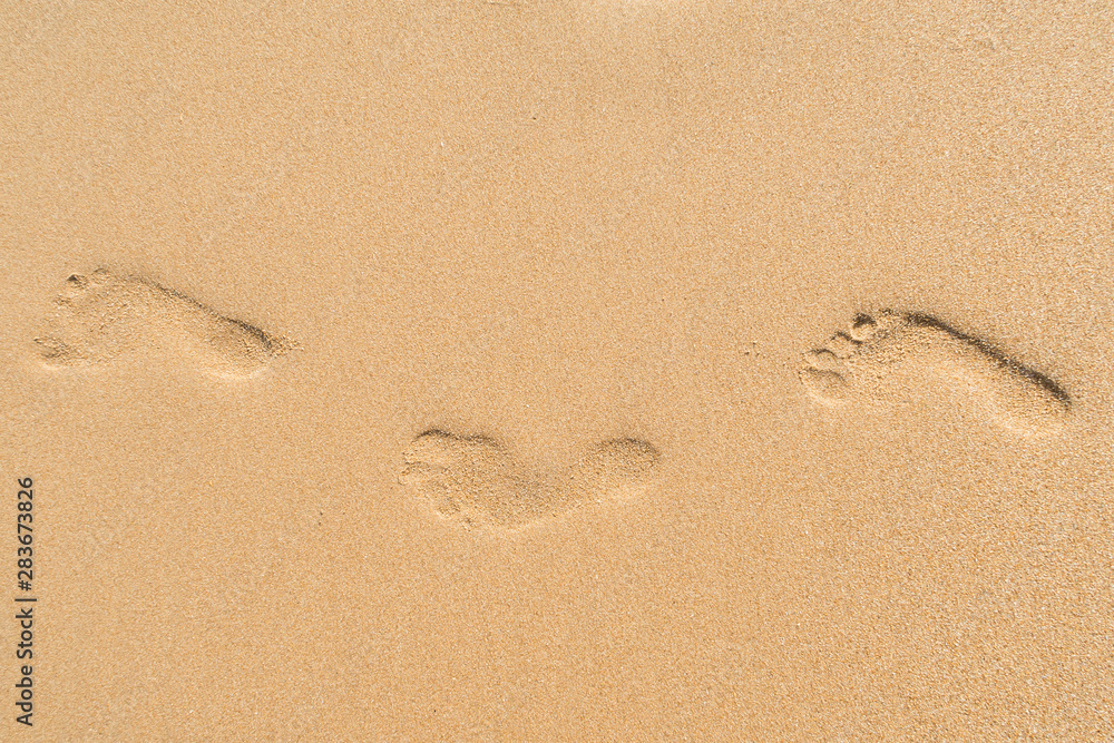 human footprints in the fine sand at the beach human footprints in the fine sand at the beach