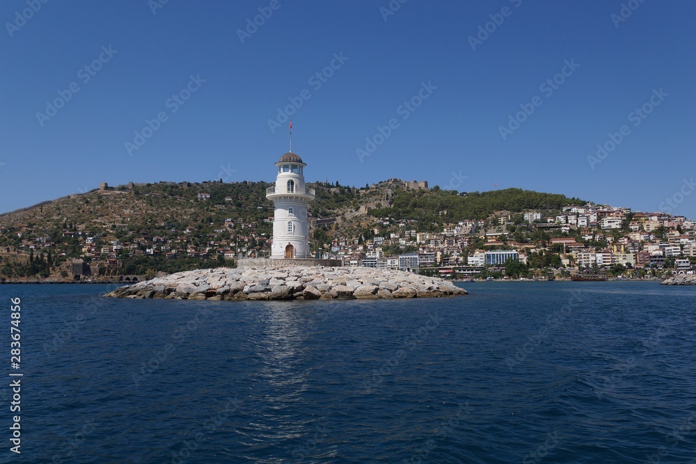  Lighthouse in the port of Alanya, Turkey.