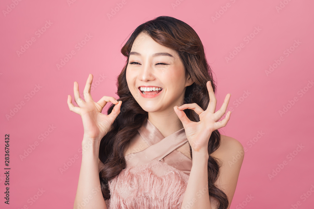 Close-up photo portrait of nice sweet lovely dream dreamy with whit teeth smile Close-up photo portrait of nice sweet lovely dream dreamy with whit teeth smile