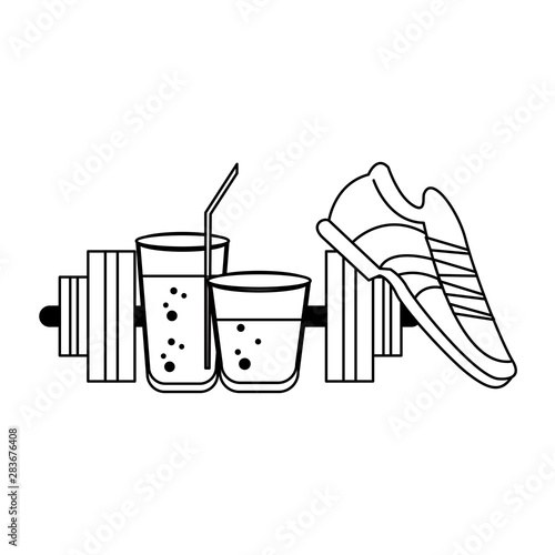 fitness sport heatlhy lifestyle cartoon in black and white