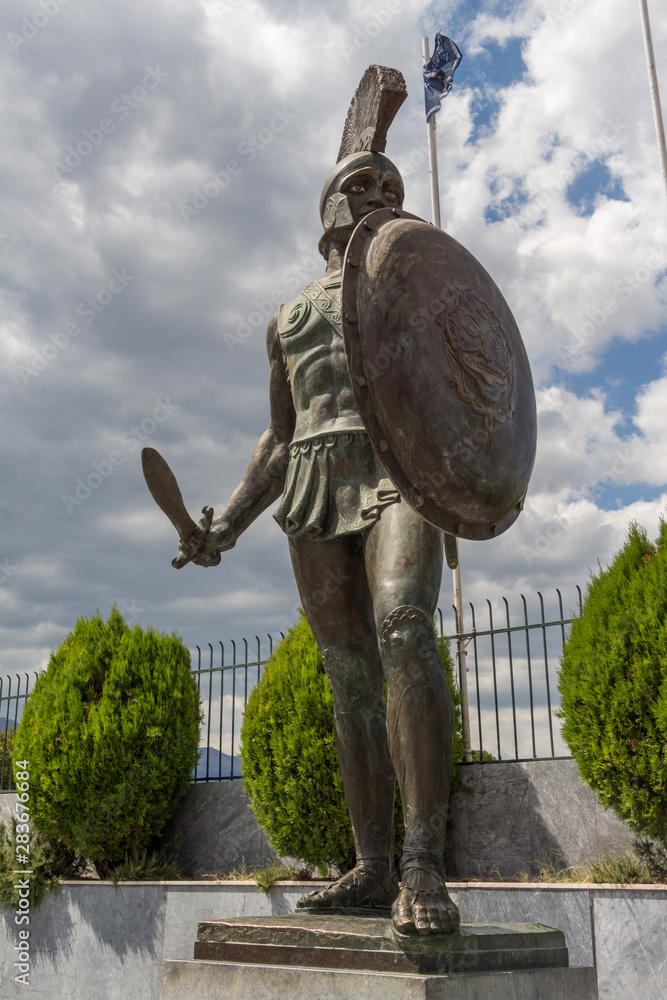 Statue of King Leonidas in Sparta, Peloponnese, Greece