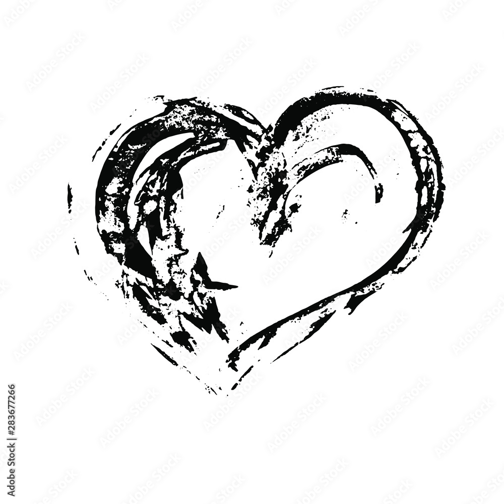 Heart hand drawn vector illustration. Isolated element on white background. Design for banner, emblem, logo, badge, sticker, textile.