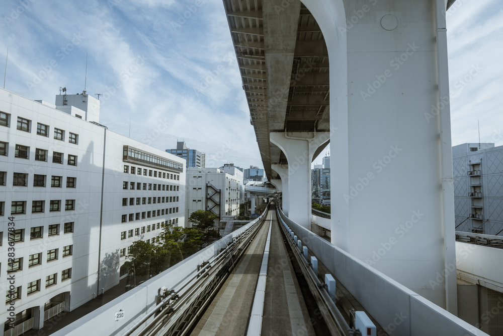 Fototapeta premium Cityscape from monorail sky train in Tokyo