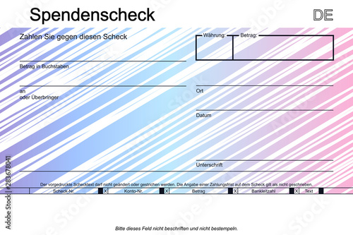 bunter Spendenscheck mit Linien