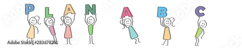 Stick Figure - Personen mit Buchstaben Plan A B C