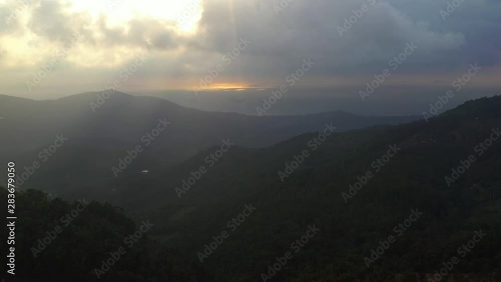 sunset time sun light clouds flight over samui island landscape aerial panorama 4k thailand sunset time sun light clouds flight over samui island landscape aerial panorama 4k thailand
