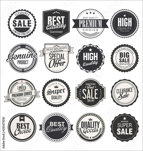 Collection of retro vintage badges and labels 