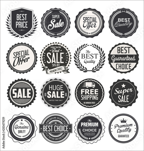 Collection of retro vintage badges and labels 