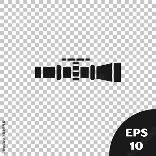Black Sniper optical sight icon isolated on transparent background. Sniper scope crosshairs. Vector Illustration