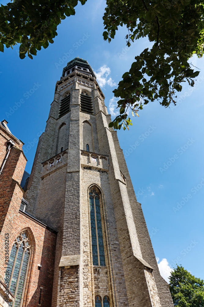 Tower called Lange Jan and church called Niewe Kerk. Middelburg, The Netherlands