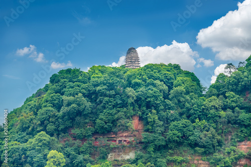 Beautiful scenery in the Great Buddha Scenic Area of Leshan  Sichuan Province  China