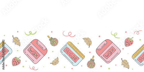 Banner template with doodle depilatory elements.